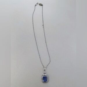 Vintage Filigree Silver Necklace with Blue Gem Pearl Accents